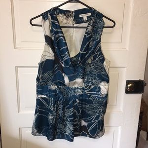 beautiful banana republic teal print blouse